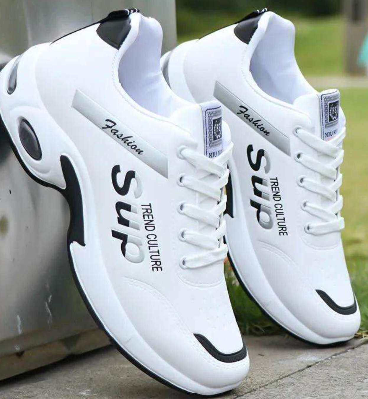 Men's Classic White PU Leather Sneakers